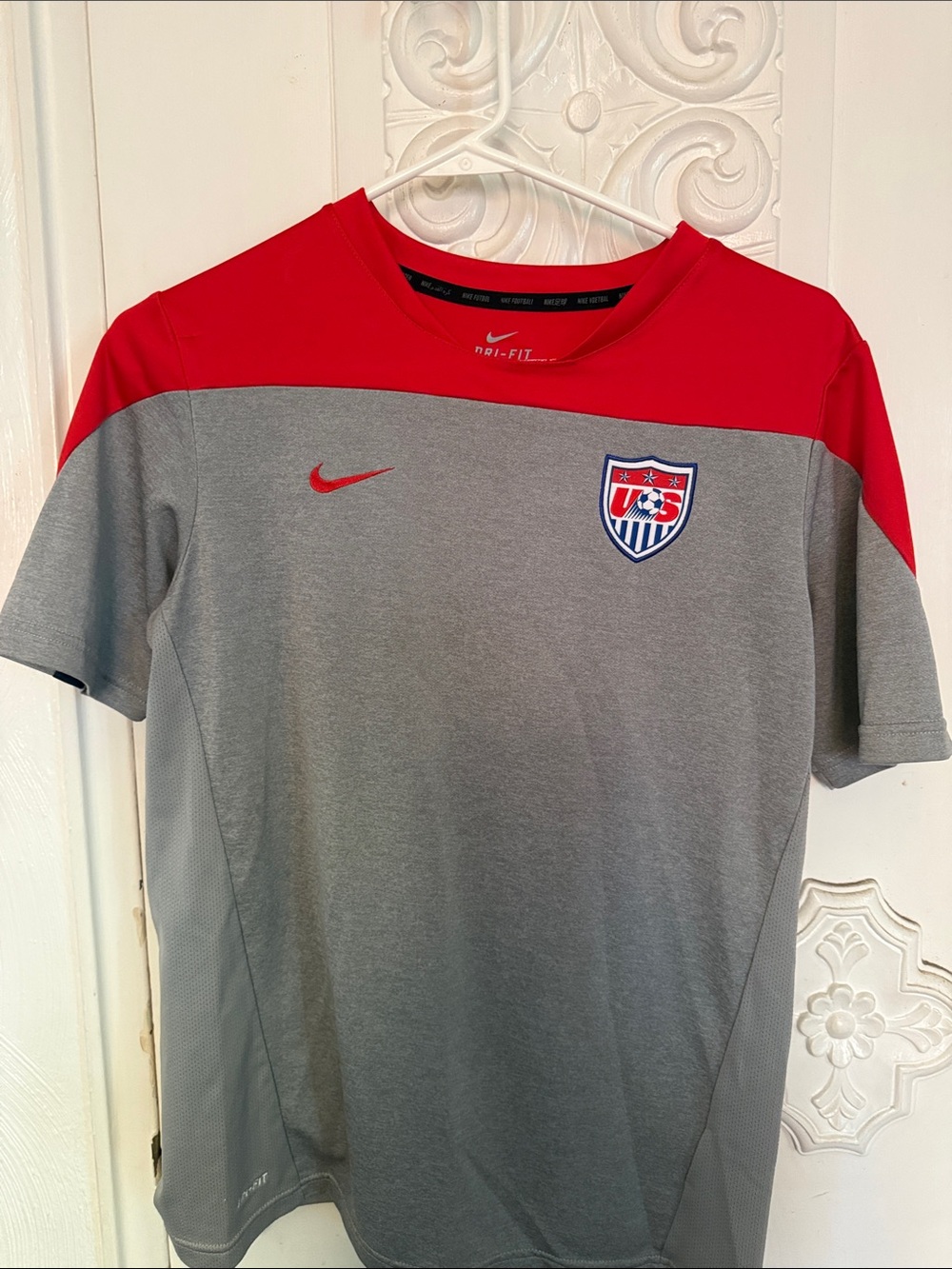 Nike Gray and Red USA Soccer Training Shirt